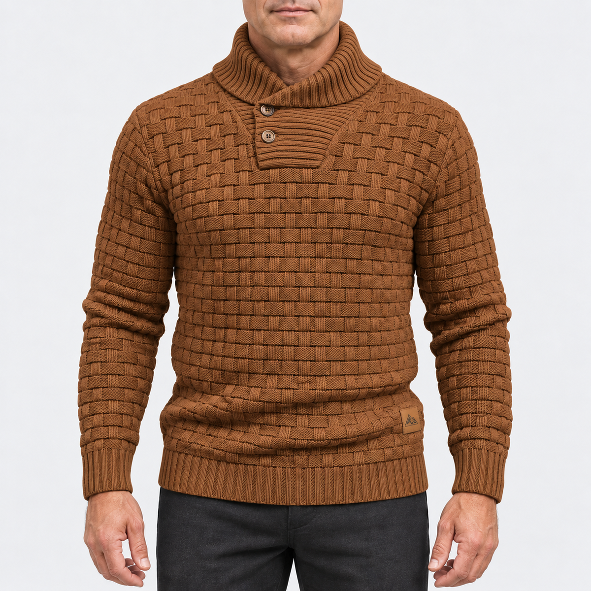 Arthur Basket-Weave Shawl Collar Sweater
