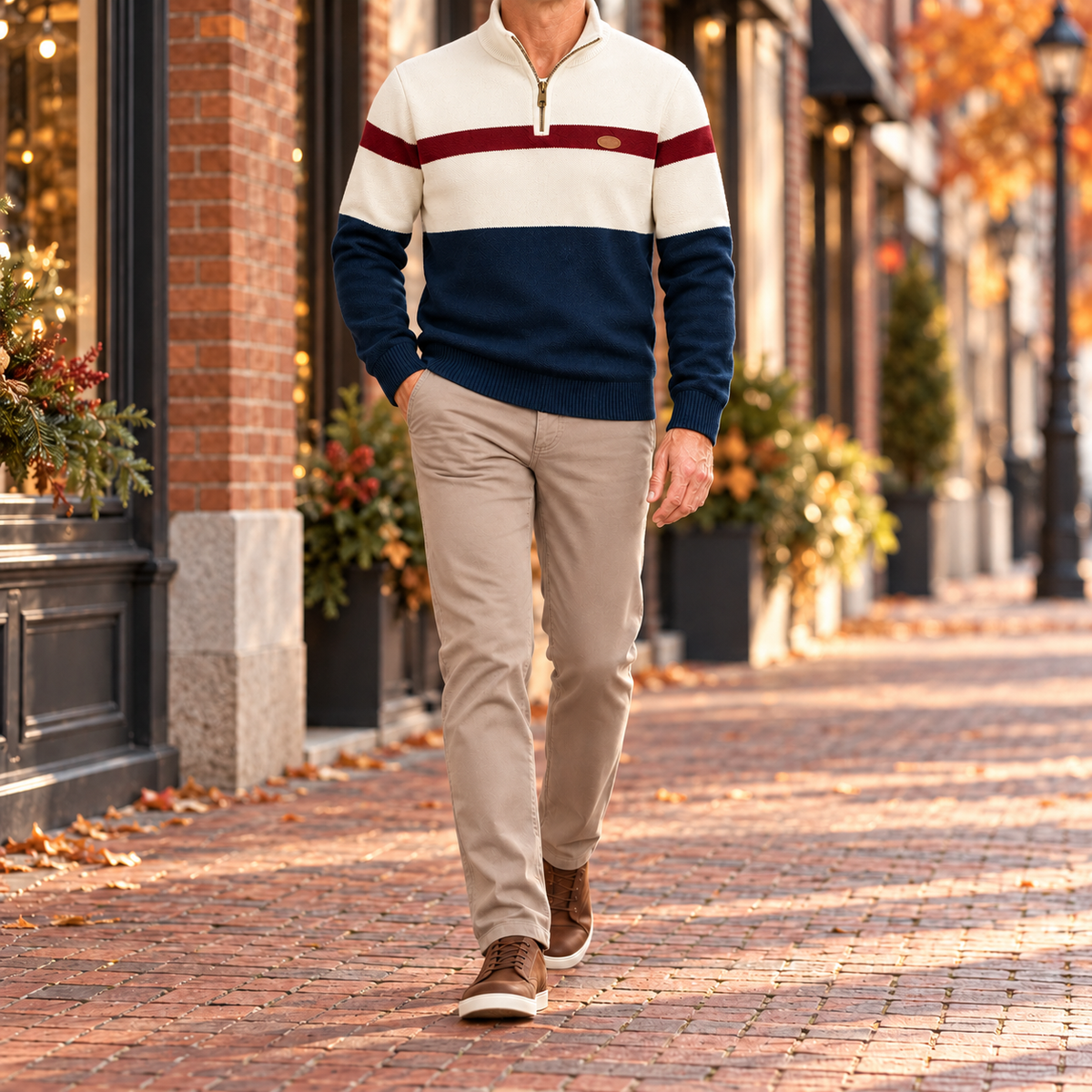 Henry Colour-Block Quarter-Zip Sweater
