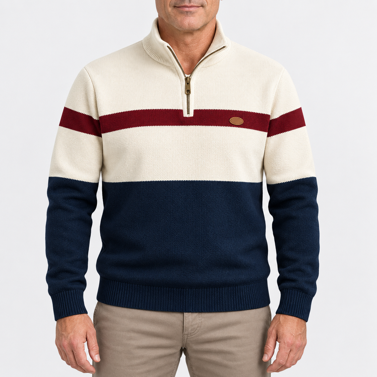 Henry Colour-Block Quarter-Zip Sweater