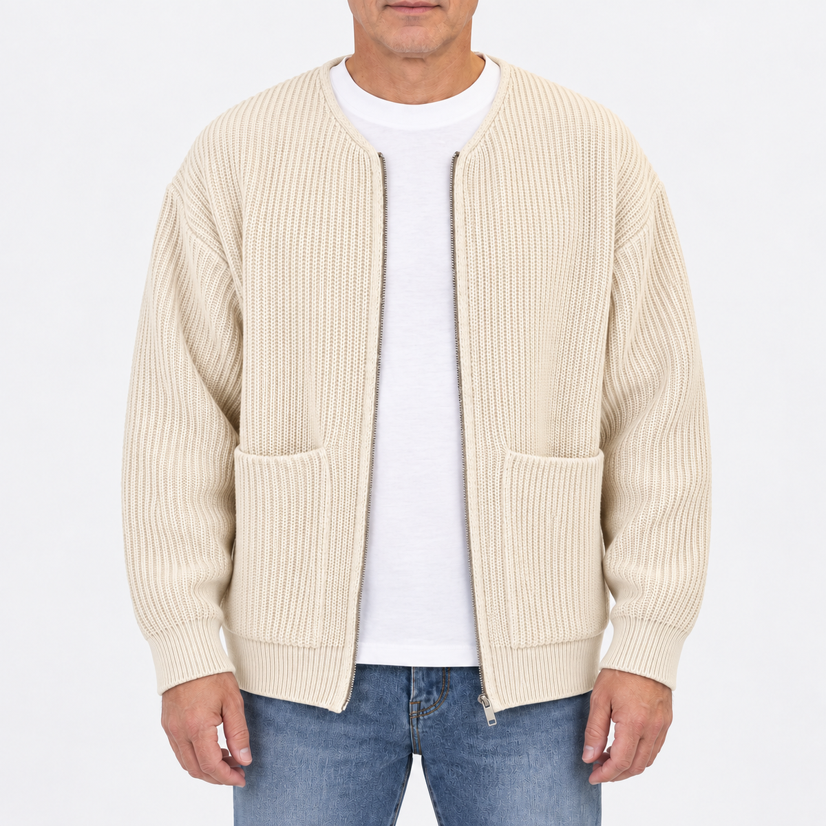 Noah Ribbed Zip-Up Cardigan