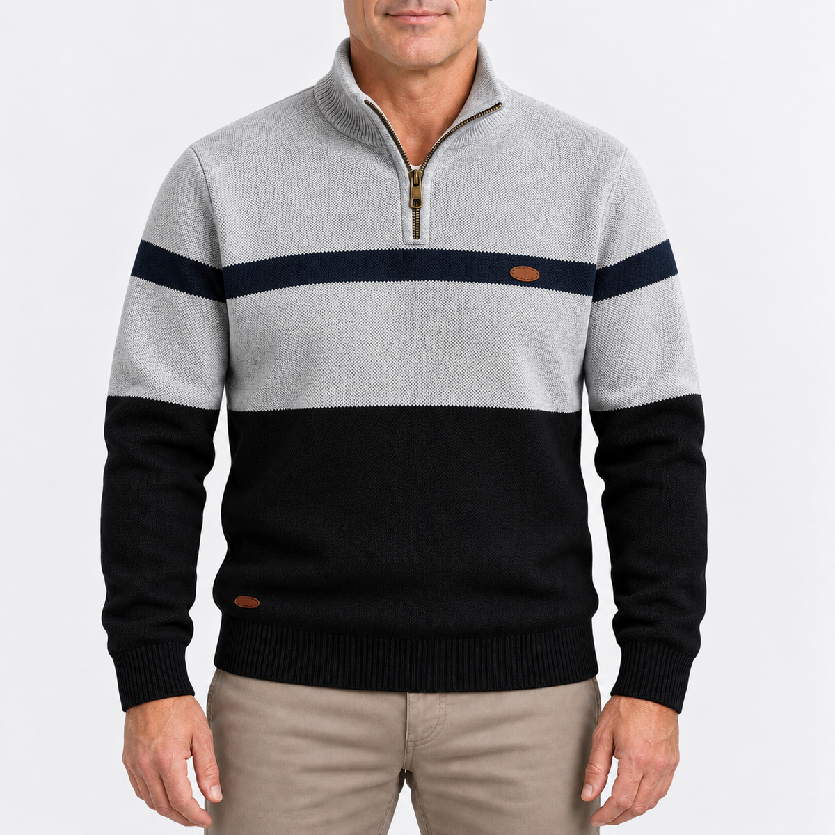 Henry Colour-Block Quarter-Zip Sweater