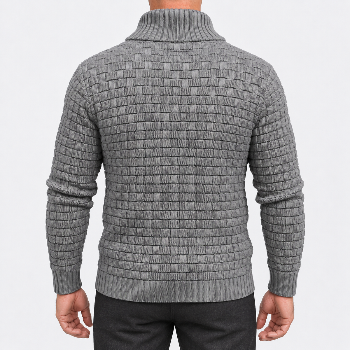 Arthur Basket-Weave Shawl Collar Sweater