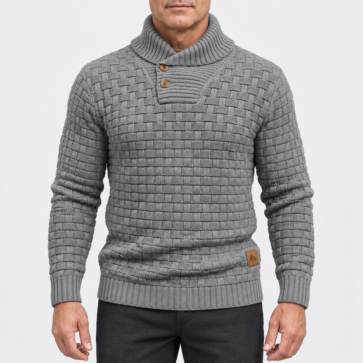 Arthur Basket-Weave Shawl Collar Sweater