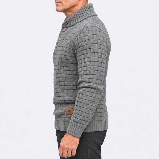 Arthur Basket-Weave Shawl Collar Sweater