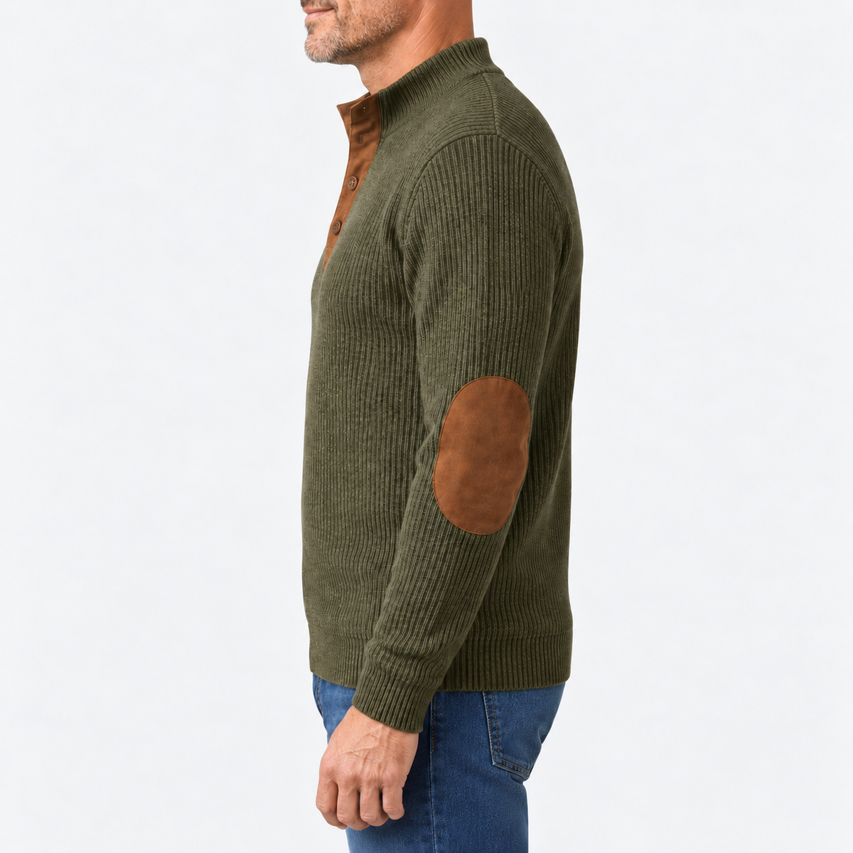 Hudson Ribbed Elbow-Patch Sweater