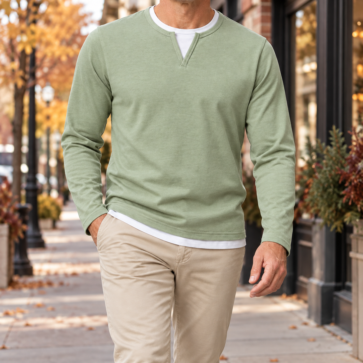 Owen Notch-Neck Knit Sweater