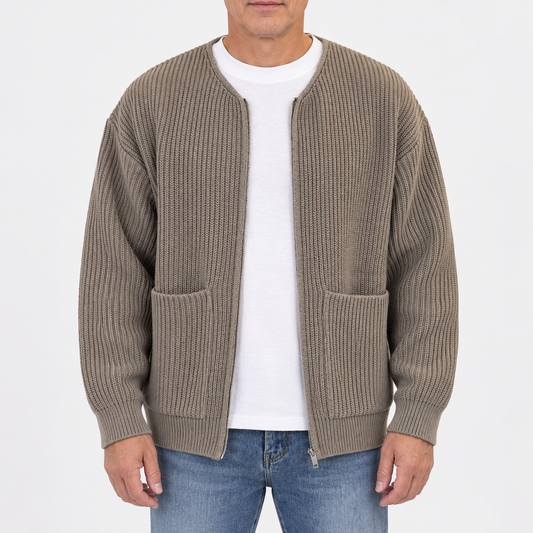 Noah Ribbed Zip-Up Cardigan